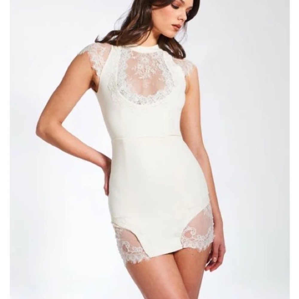 Elegant Lace Mini Dress in Cream
